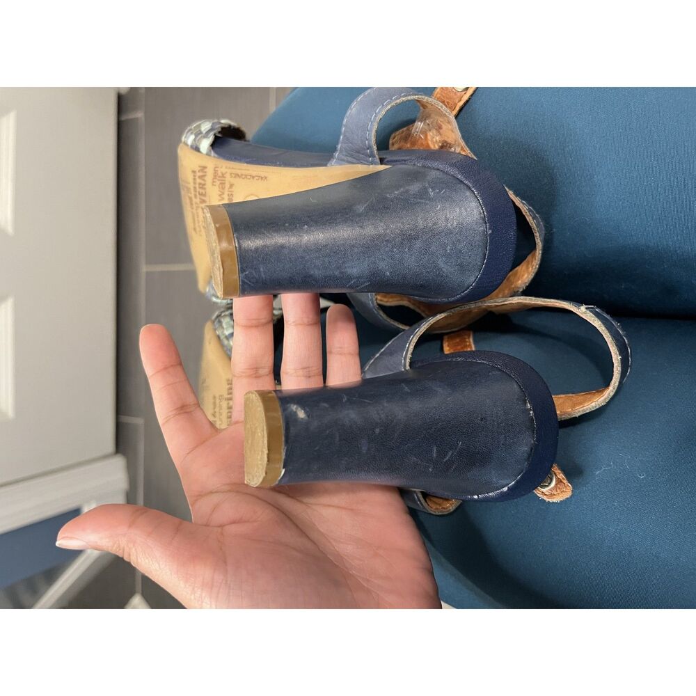 Pikolinos Blue Woven Leather Heeled Sandals Size EU 40 - Picture 5 of 8